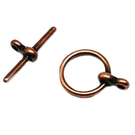 Měděné zapínání, kolečko+tyčinka, 15x12mm