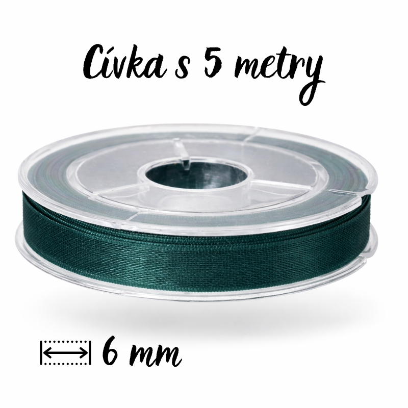 Zelená stuha, ORGANZA, 6mm (5m)