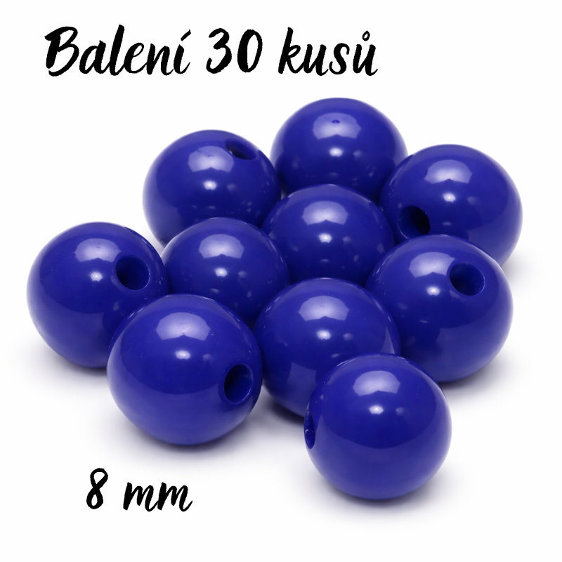 Modré kuličky, 8mm (30ks)