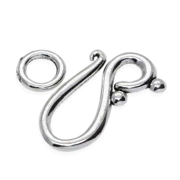 Starostříbrný háček s protidílem, 20x12mm