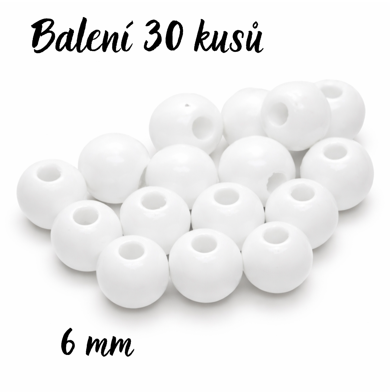 Bílé kuličky, 6mm (30ks)