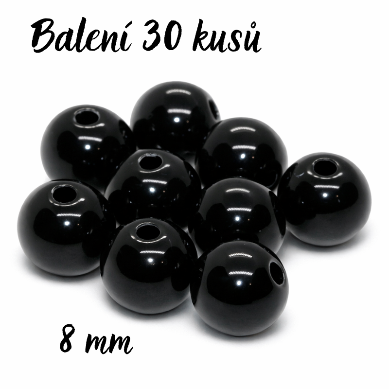 Černé kuličky, 8mm (30ks)