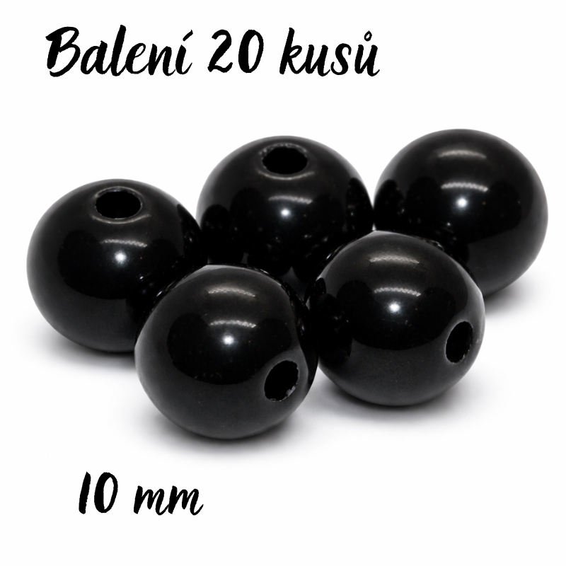Černé kuličky, 10mm (20ks)