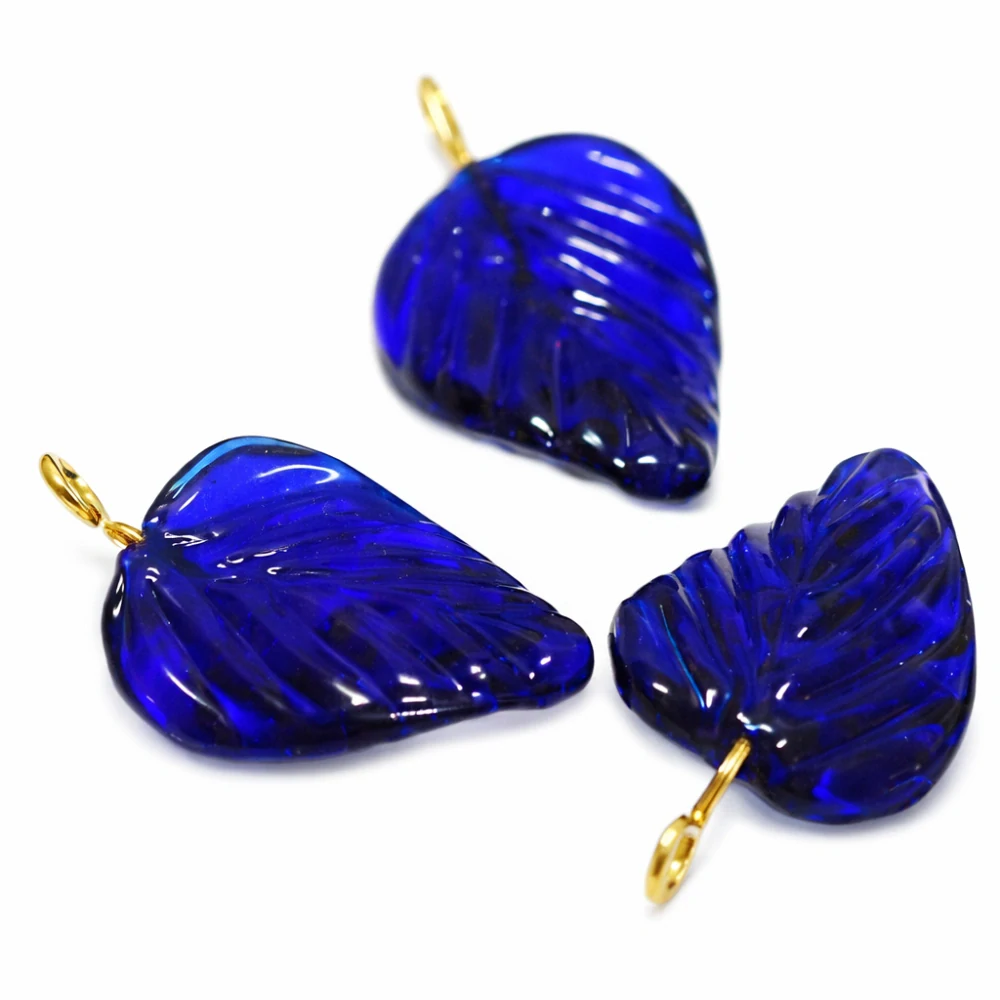 Modrý lísteček s očkem, 26x16mm