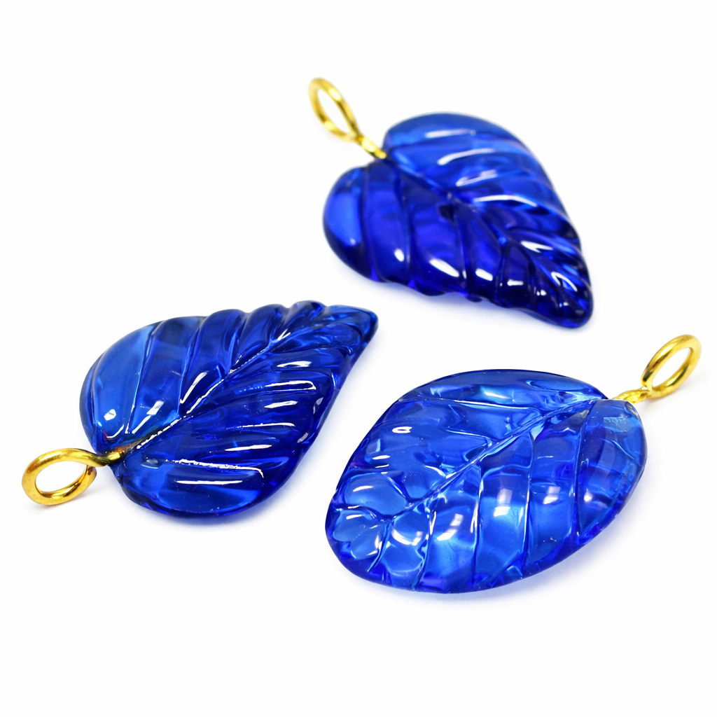 Modrý lísteček s očkem, 26x16mm