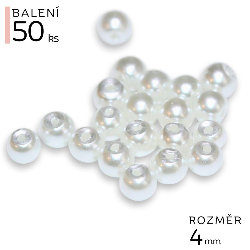 Bílé kuličky, voskované, 4mm (50ks)
