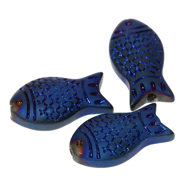 Modrá ryba, pokovená , 15x8x5mm