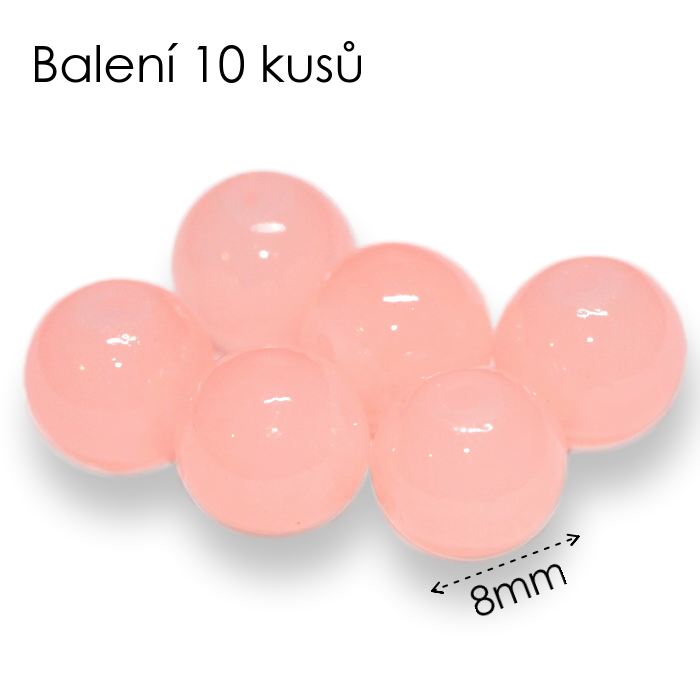 Růžové kuličky, 8mm (10ks)