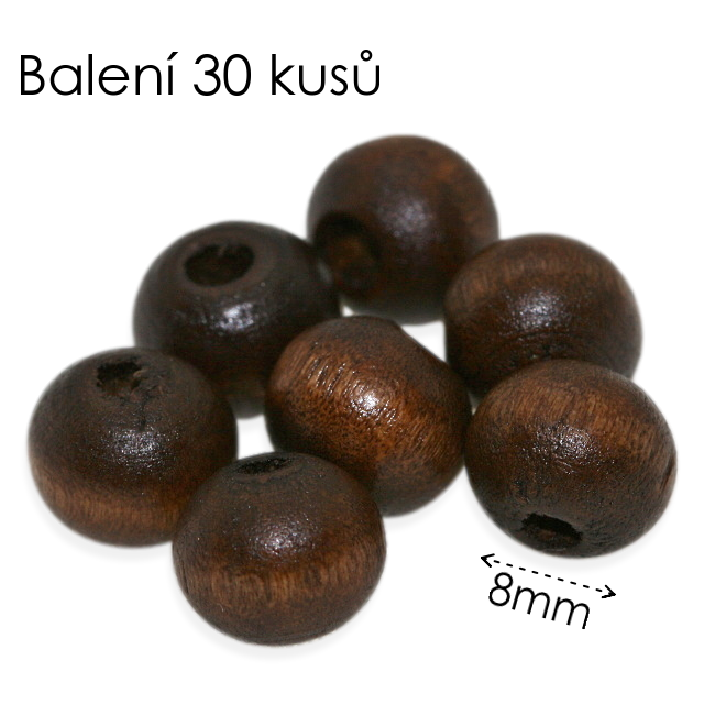 Hnědé kuličky, 8mm (30ks)