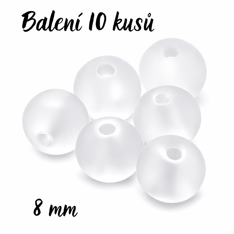 Bílé kuličky, matné, 8mm (10ks)