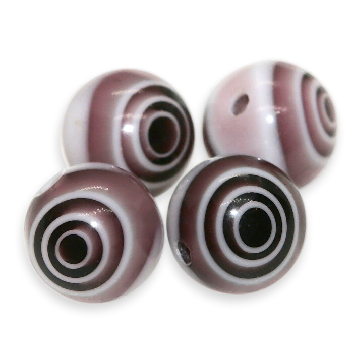 Fialová kulička, chevron, 8mm