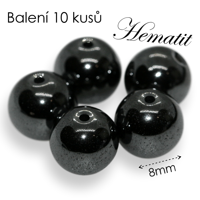 HEMATIT, kulička, 8mm (10ks)