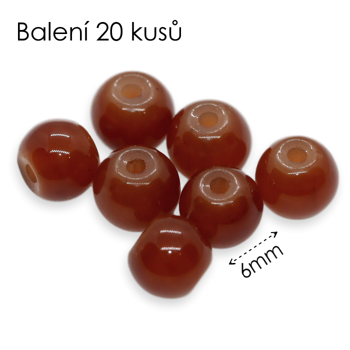 Hnědé kuličky, 6mm (20ks)