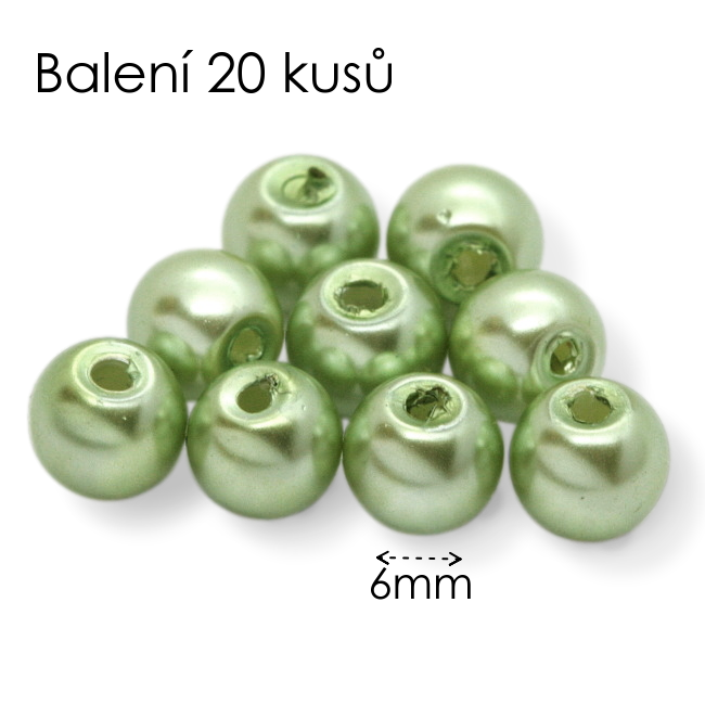Zelené kuličky, voskované, 6mm (20ks)