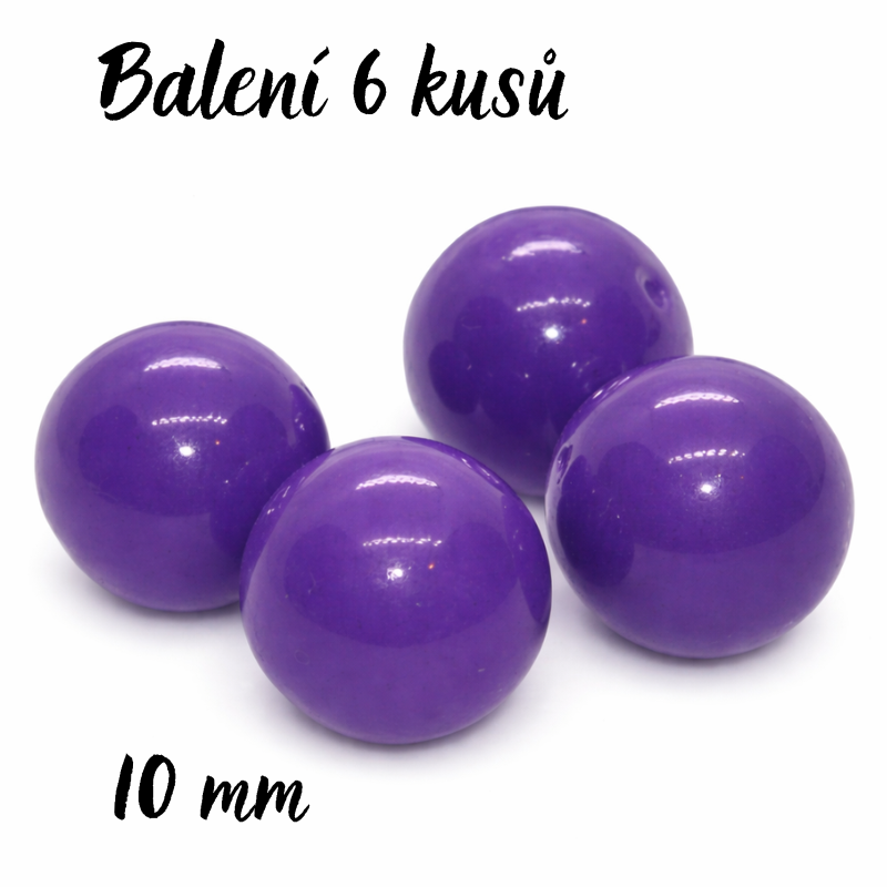 Fialové kuličky, 10mm (6ks)