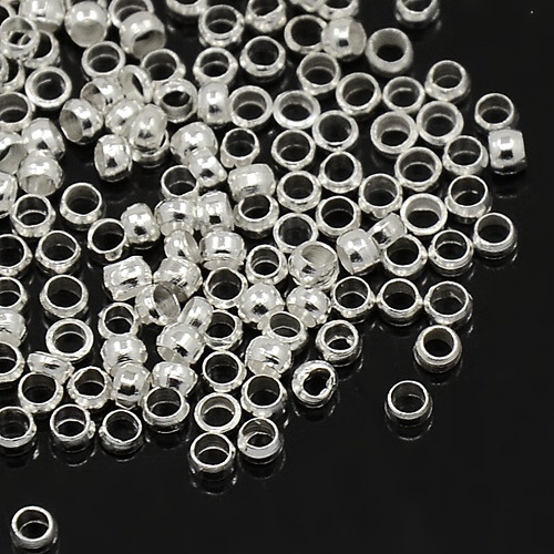 Stříbrný, zamačkávací rokajl, 2mm (1g)