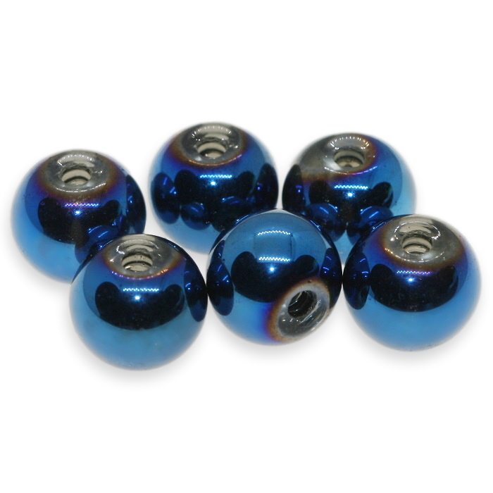 Modré kuličky, metalické, 8mm (10ks)