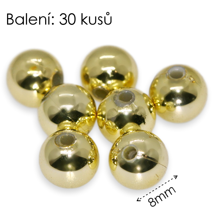 Zlaté kuličky, 8mm (30ks)