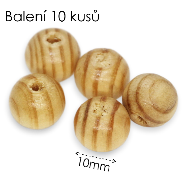 Hnědé kuličky, 10mm (10ks)