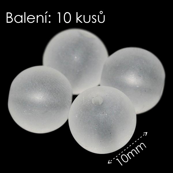 Bílé kuličky, matné, 10mm (10ks)