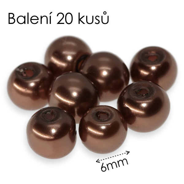 Hnědé kuličky, voskované, 6mm (20ks)
