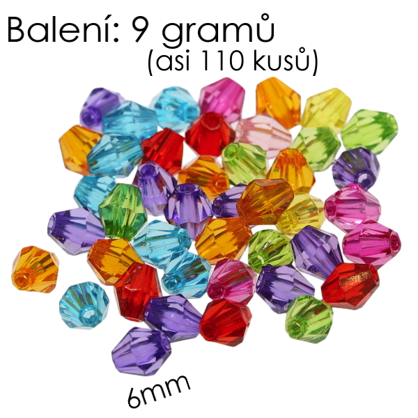 Barevná sluníčka 6mm, PLAST (9g-cca110ks)