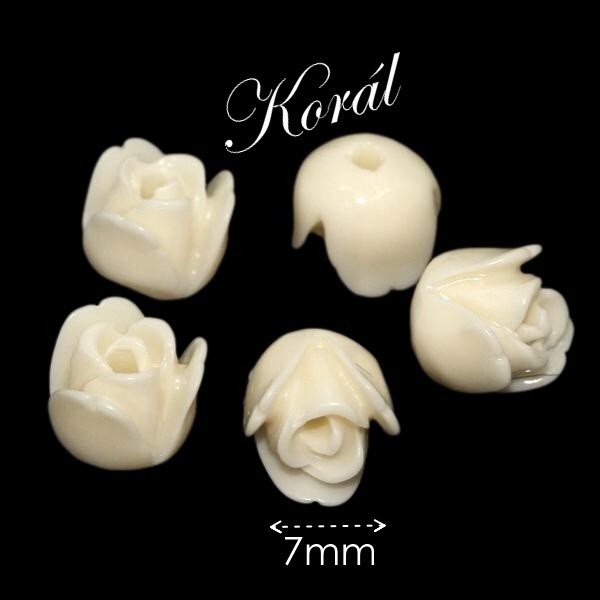 KORÁL, růžička krémová, 7x6,5mm