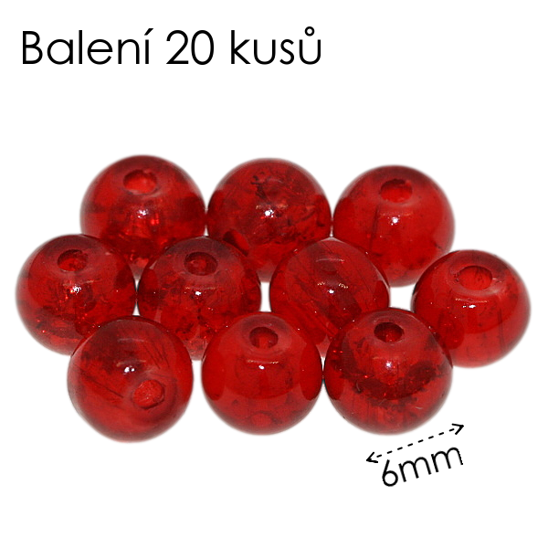 Červená kulička, 6mm (20ks)