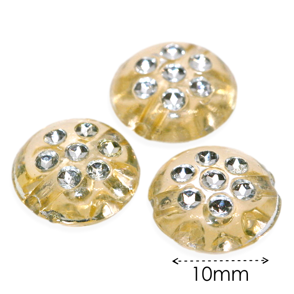 Béžové kolečko s květem, 10x5mm