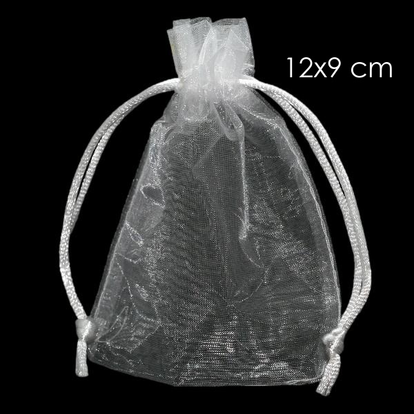 Bílý pytlík z organzy, 12x9cm