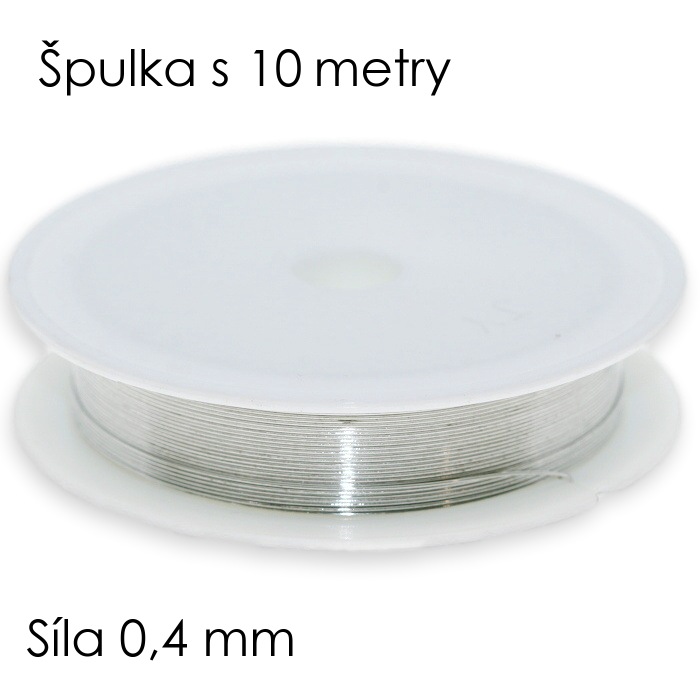 Stříbrný drátek, 0,4mm (cívka 10m)