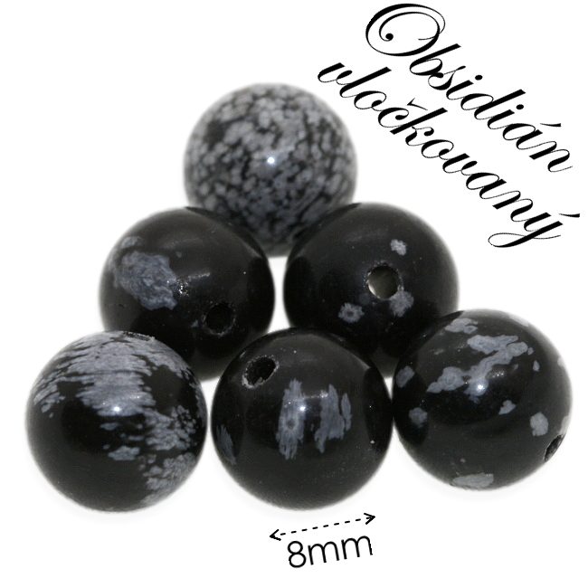 OBSIDIÁN vločkovaný, kulička, 8mm