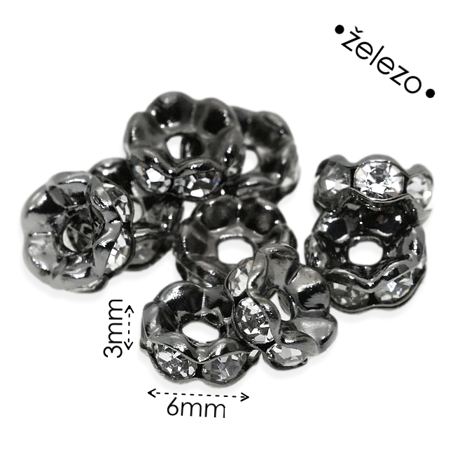 Antracit rondelka, 6x3mm