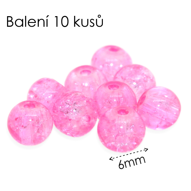 Růžové kuličky, 6mm (10ks)