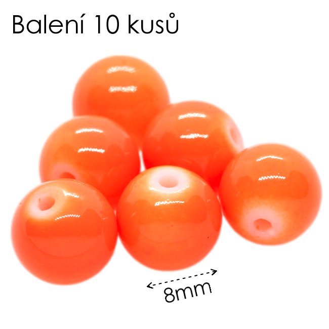 Oranžové kuličky, 8mm (10ks)