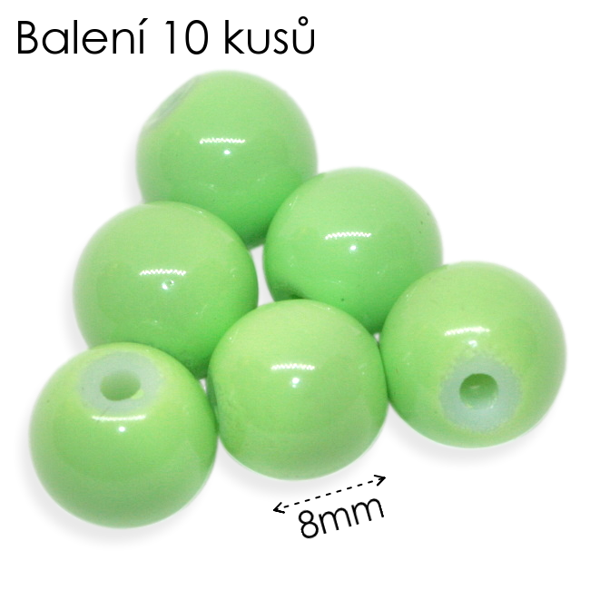Zelené kuličky, 8mm (10ks)