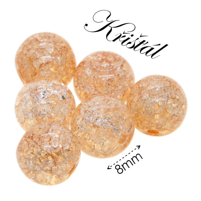KŘIŠŤÁL praskaný, oranžový, 8mm