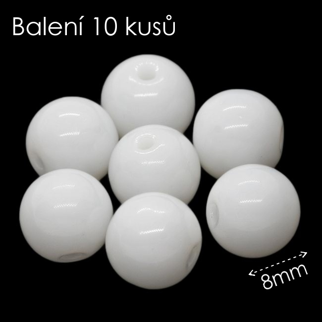 Bílé kuličky, 8mm (10ks)