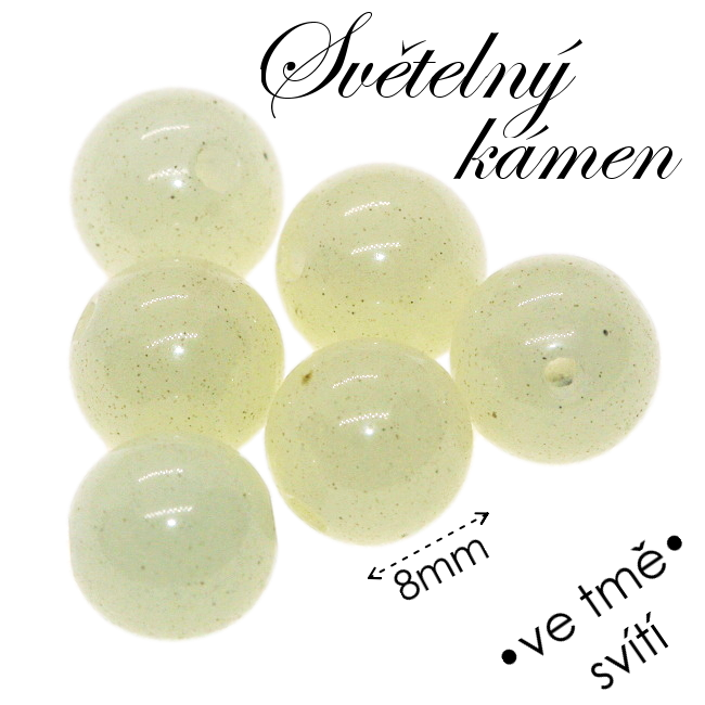 SVĚTELNÝ KÁMEN, kulička žlutá, 8mm