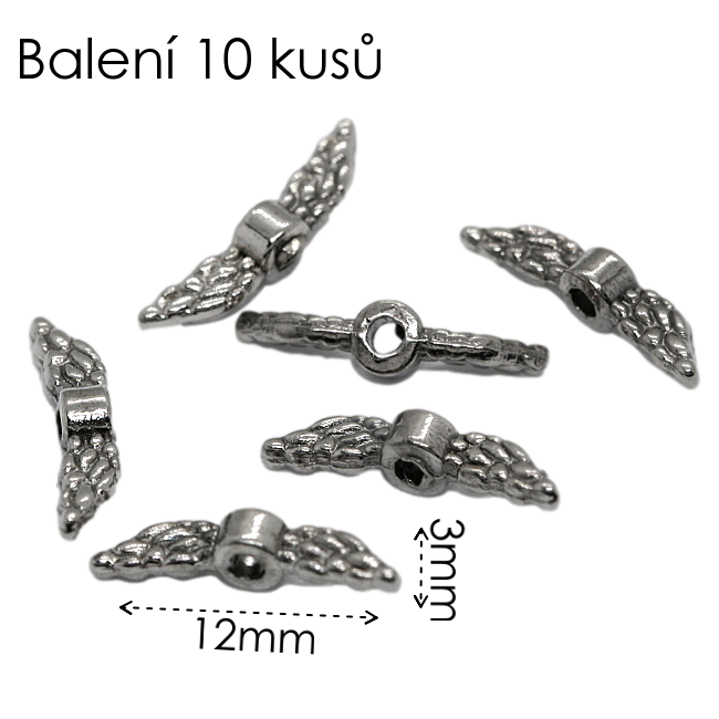Antracit, křídla, 12x3mm (10ks)