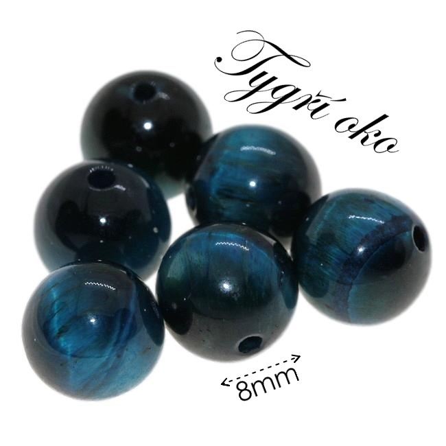TYGŘÍ OKO, modrá kulička, 8mm
