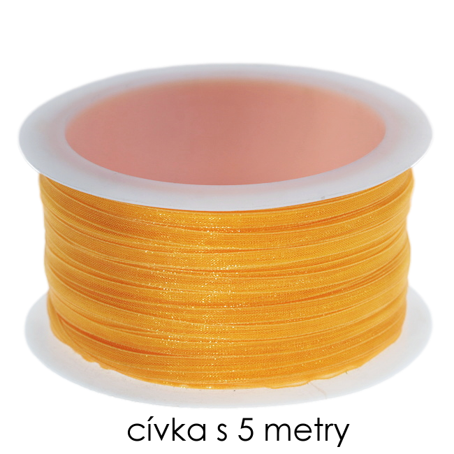 Oranžová stuha, ORGANZA, 3mm (5m)
