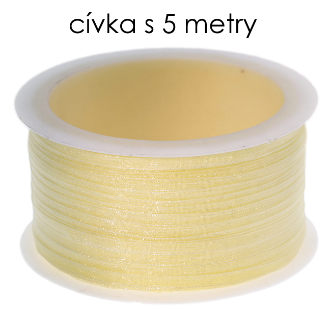 Žlutá stuha, ORGANZA, 3mm (5m)