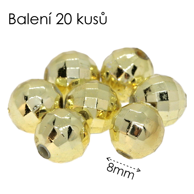 Zlaté kuličky, plošky, 8mm (20ks)