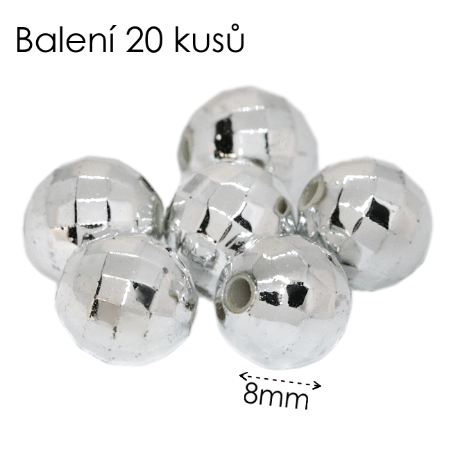 Stříbrné kuličky, plošky, 8mm (20ks)