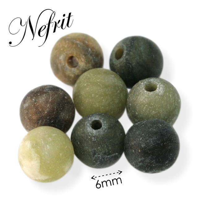 NEFRIT, kulička matná, 6mm