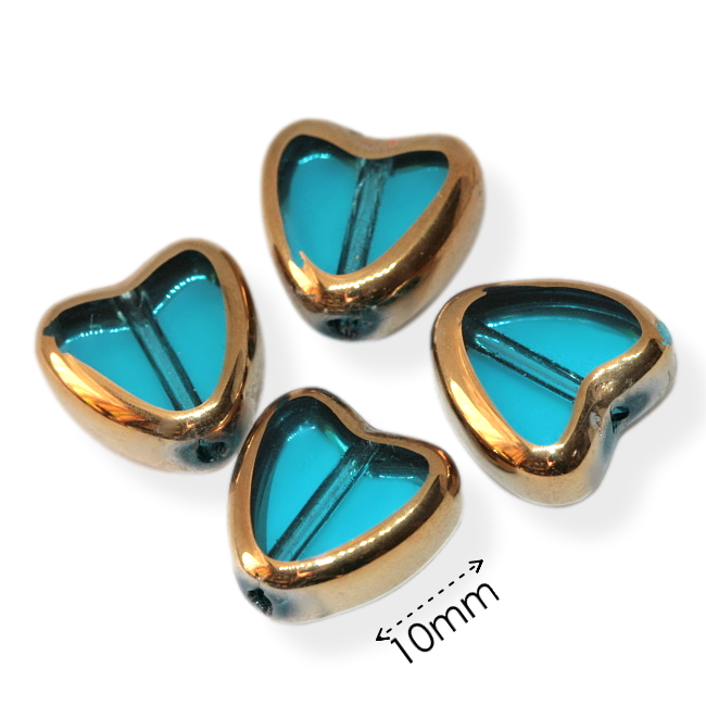 Modré srdíčko, pokovené, 10x4mm