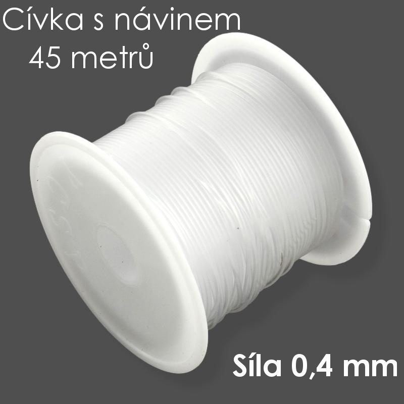 Čirý nylonový vlasec, nepružný, 0,4mm (40m)