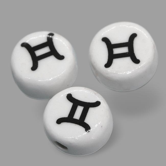 Bílé kolečko, znamení BLÍŽENCI, 11x5mm