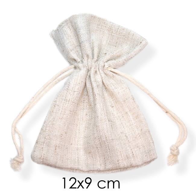 Béžový, přírodní pytlík z bavlny, 12x9cm